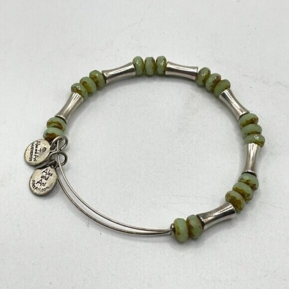 Alex and Ani Green Glade Eden Mantis Rafaelian Silver Adjustable Bangle Bracelet - Picture 2 of 4
